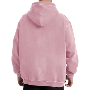 Sweat à capuche délavé pour homme, rose délavé, mélange polyester/coton, style streetwear décontracté, coupe régulière, 350 GSM, hiver, avec poche - Product Image 2