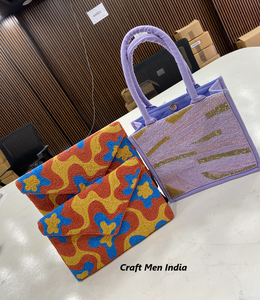 กระเป๋าโท้ทแฟชั่นลายทางประดับลูกปัดสำหรับผู้หญิงกระเป๋าสะพายไหล่สำหรับชายหาดฤดูร้อนทำด้วยมือ - Product Image 5