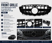 Calandre avant pour Mercedes Benz Classe E W213, calandre modifiée style AMG E63S 2018+