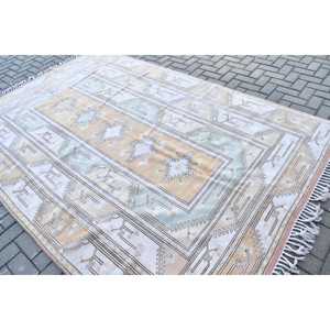 Tapis vintage 6,5x9,6 pieds, grand tapis turc, tapis en laine beige à pois - Product Image 4