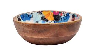 Muestra gratis Ensaladera de madera ecológica Calcomanía de flores Revestimiento de esmalte transparente Antiadherente Apto para lavavajillas Utensilios ligeros - Product Image 3