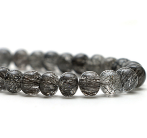 Natural Black Rutile 13 Inch Rondelles Round Ball Shape Smooth Beads <b>for</b> Jewelry <b>Anklet</b> Bracelet <b>for</b> <b>Women</b> Girls 1 Full Strand - Product Image 2