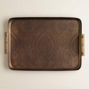 Bandeja de Servicio Rectangular Moderna de Metal, Acabado Plateado, Bandeja Decorativa para Otomana, Bandeja de Servicio Duradera para Restaurante, Accesorio de Servicio - Product Image 6