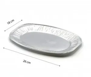 圆形椭圆形9英寸 (约23厘米) 一次性铝箔烤盘取出带平板盖蒸汽台锅的食物容器