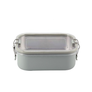 Stainless Steel <b>Lunch</b> <b>Box</b> With <b>Metal</b> Clip Latch Leakproof Bento Food Container Custom Logo - Product Image 3