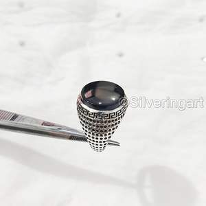 แหวนผู้ชายขายส่งมาใหม่พลอยโอนิกซ์สีดำธรรมชาติ December birthstone เครื่องประดับออกแบบอาหรับเครื่องประดับแหวนเงินสเตอร์ลิง925 - Product Image 3