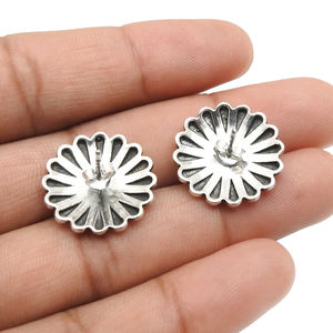 Round Cut Turquoise Bezel <b>Set</b> Minimalist Flower Design 925 Sterling <b>Silver</b> Precious Gemstone <b>Stud</b> <b>Earring</b> Jewelry for Women Girl - Product Image 2