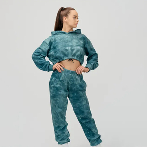 Conjunto de Sudadera con Capucha y Pantalones de Invierno Cortavientos de Moda, Estilo Tie Dye Sólido, Chándal para Hombre y Mujer con Diseño Estampado - Product Image 1