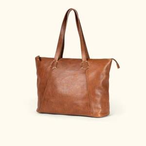 Sac fourre-tout géométrique vintage en cuir véritable pour femme, grande capacité, marron, élégant, pour le travail, les voyages, le bureau, durable - Product Image 2
