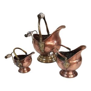 Elegant <b>copper</b> <b>coal</b> bucket for living room fireplace corner used as stylish vintage decorative home accessory - Product Image 1