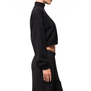 Sweat-shirts d'hiver grande taille pour femmes les plus vendus, hauts courts brodés personnalisés de couleur unie, 100 % coton, logo frontal, style streetwear - Product Image 4