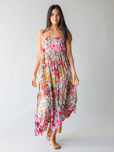 Attrayant bohème rayonne imprimé Maxi robe manches longues col en V vacances décontracté Midi longueur robe pour les femmes - Product Image 5