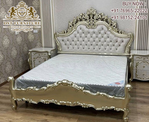 Muebles de dormitorio tallados a mano de estilo europeo, conjunto de dormitorio de lujo de estilo francés, aspecto cremoso, elegante - Product Image 4