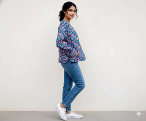 Chaqueta Acolchada Reversible Unisex de Estilo Bohemio, Hecha a Mano con Algodón Indio, Abrigo de Invierno y Primavera con Estampado y Borde Libre para Otoño - Product Image 2