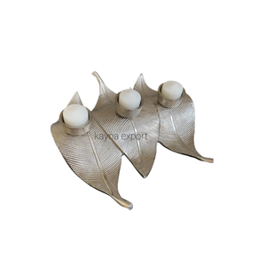 Nouveau bougeoir de conception de feuille moderne bougeoir artisanal en aluminium coulé nickelé pour la décoration de la maison - Product Image 1