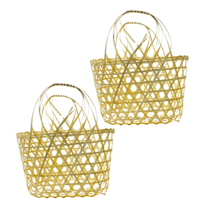 CESTA DE REGALO DE BAMBÚ Natural con asas Embalaje sostenible, reutilizable y sostenible para regalos o almacenamiento Decoración del hogar - Product Image 1