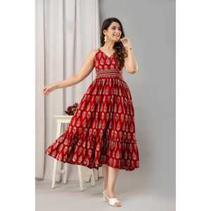 Motivos Étnicos Impreso Rojo Sin Mangas Fit and Flare Maxi 2017 - Product Image 5