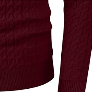 สเวตเตอร์ถักลำลองสำหรับผู้ชายเสื้อสเวตเตอร์ผ้าโพลีเอสเตอร์ระบายอากาศสีพื้น - Product Image 4