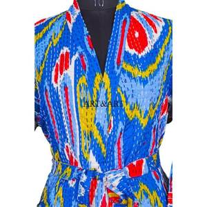 Kimono Kantha en coton fait main indien pour femmes et hommes - Élégant vêtement de plage été/printemps, peignoir, cadeau - Product Image 4