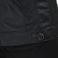 Blouson moto homme en cuir véritable noir, fermeture éclair, col montant, coupe ajustée, coupe-vent, vêtement d'extérieur hiver, manches classiques, devant zippé