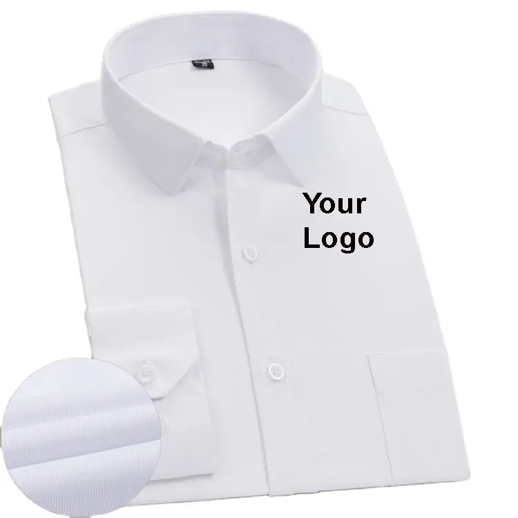 Wholesale Men's Business Dress Shirts Long Sleeve Slim Fit Formal Dress Shirt Custom Embroidery Logo Dress Shirts for Men