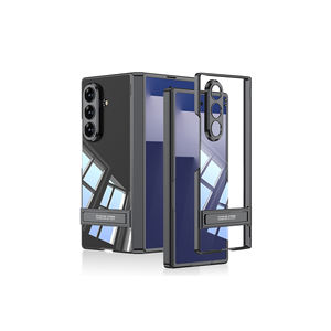 Coque transparente pour Samsung Galaxy Z Fold 7 avec protection d'appareil photo et support Zore Lego intégré – Styles translucides argentés - Product Image 2