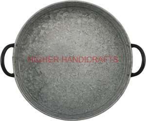 Tray with <b>Copper</b> <b>Strip</b> Galvanized Tray Farmhouse Decorative Serving Tray Iron Centerpiece Storage Tray Kitchenware Wholesale - Product Image 1