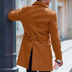 <b>Men</b> Long <b>Trench</b> <b>Coat</b> Classic British Style Winter Jacket Private Label - Product Image 2