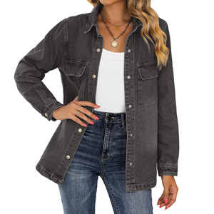 Camisa Vaquera de Mezclilla 100% Algodón Transpirable de Alta Calidad Personalizada para Mujer, Ajustada, Elástica, Transpirable, con Diseño Único - Product Image 2