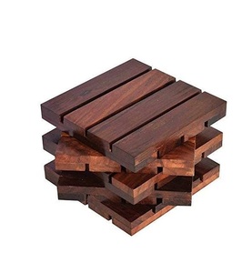 Wooden Bar <b>Coasters</b> <b>for</b> Hot & Cold <b>Drink</b>-Decorative Cocktail <b>Coasters</b>- Crafted from Seasonal Wood-Square Shape <b>Coaster</b> - Product Image 1