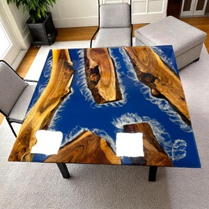 Mesa de Madera Cuadrada de Alta Calidad, Mesa de Resina Colorida para Sala de Estar, Decoración de Mesa de Centro - Product Image 1