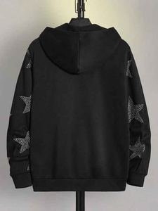 Fabulous Oversized <b>Pullover</b> Hoodie for <b>Men</b> and Women Fall Trend with Rhinestone and Letters Print Winter Logo Customization - Product Image 3