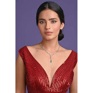 Collier Clara en argent sterling 925, motif feuille verte, perle d'eau douce, zircon, plaqué rhodium, serti clos, Christian Christian, pour cadeau - Product Image 4