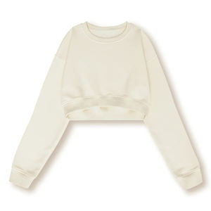 Custom <b>Women's</b> Crop Top Hoodie Casual Oversize Pullover with Solid <b>Pattern</b> Acid Wash Technics Hooded Collar - Product Image 1