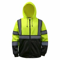 Sudadera con Capucha de Manga Larga de Alta Visibilidad Personalizada LAMRON INTERNATIONAL, con Cierre, Alta Reflexión, Seguridad, Secado Rápido, Transpirable, de Poliéster, para Trabajo
