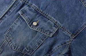 Veste en jean de course élégante pour homme, nouveau design, longue, streetwear, broderie décorative, tissu tendance - Product Image 4