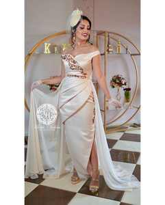 Elegante caftán marroquí blanco sal transpirable Georgette bordado a mano antiestático vestido informal ODM tradicional musulmán - Product Image 4