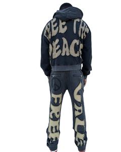 Fabricant de sweats à capuche personnalisés pour hommes 500 Gsm 100% coton Sweatshirts à capuche brodés lourds Sweatshirts à capuche zippés lavés à l'acide Custom - Product Image 2