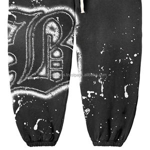 Ropa de calle, pantalones para correr, pantalones deportivos de poliéster con logotipo personalizado, Pantalones rectos bordados, pantalones de hombre lavados de pierna ancha de alta calidad - Product Image 5