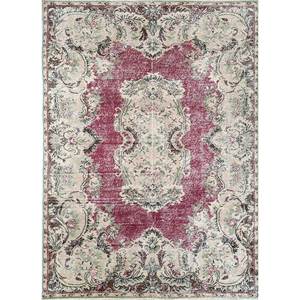 Tapis en laine noué à la main vintage, motif médaillon rouge et orange, grande surface 9x12 pour usage domestique, pour décorations de salon - Pae-2135 - Product Image 1