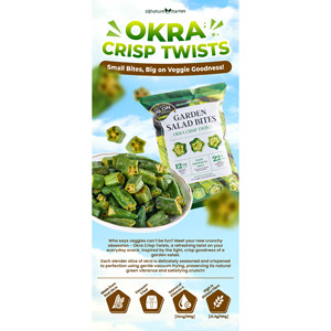 Twists croustillants de gombo au four - Snack végétal doux et épicé, fruits séchés en sachet - Product Image 3