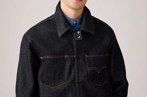 Factory Clothing <b>Men</b> No <b>Hooded</b> Design Stand Collar Winter Custom Varsity <b>Denim</b> <b>Jacket</b> Button Letter Printed - Product Image 4