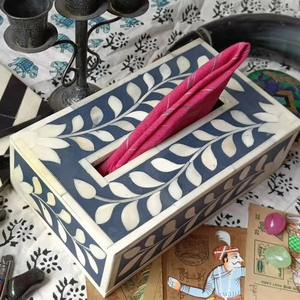 Boîte à mouchoirs unique en incrustation d'os pour la décoration de table à la maison et à l'hôtel - Product Image 4