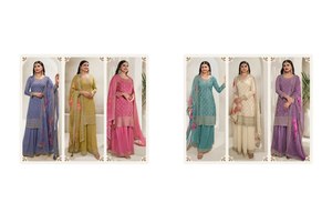 Kurti y Plazzo Dupatta de Mujer hasta la Rodilla, Estilo Bollywood, con Bordado de Piel Sintética, Diseño Dhaga Zari con Lentejuelas, para Fiestas de Invierno, en Oferta - Product Image 6