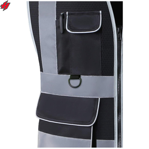 เสื้อกั๊กนิรภัยสะท้อนแสงสำหรับผู้ชายเสื้อผ้าทำงานสำหรับผู้ชายเสื้อกั๊กตาข่าย6กระเป๋าออกแบบโลโก้ได้ตามต้องการ - Product Image 3