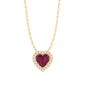 Collar de Oro de 18 Pulgadas Chapado en Oro/Rodio/Oro Amarillo/Oro Rosa con Colgante de Piedra Preciosa de Circonita Cúbica con Corte de Corazón y Turmalina - Product Image 5