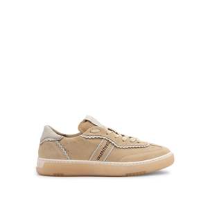 Pour les baskets Valentino en daim brillant contrastées - Beige - Product Image 1