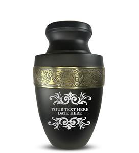 Urne funéraire personnalisée pour cendres d'adultes, hommes et femmes, en aluminium, avec nom, date et design, noire avec bordure argentée, taille personnalisée - Product Image 6
