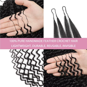 Nuovo Arrivo: <span class=keywords><strong>Extension</strong></span> per Capelli 100% Indiani Vergini Remy, Fatte a Mano, Doppia Trama, Linea Feather, Crochet Deep Wave per Trecce da <span class=keywords><strong>Donna</strong></span> - Product Image 4