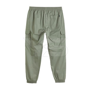 Men's Casual Workout Jogger Trousers 100% Cotton Lightweight Flat Front Mid Waist Plain Dyed Nonwoven Weaving - Product Image 2